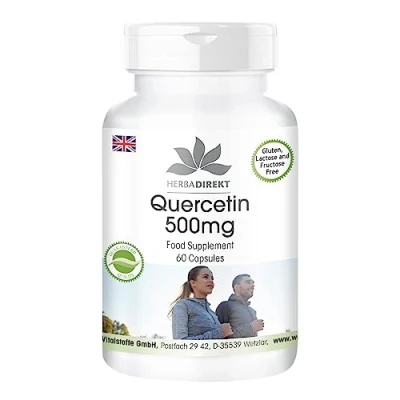 Image of Quercetin 500mg Highly dosed, Vegan, 60 Capsules HERBADIREKT by Warnke Vitalstoffe German Pharmacy Quality