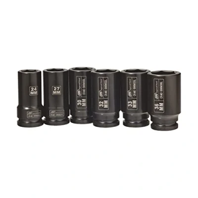 Image of Ingersoll Rand Impact Socket Set SK6M6LN, 3/4 Inch Deep Set, Universal Metric Wrench 6 Piece Kit