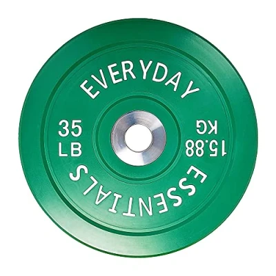 Image of BalanceFrom Everyday Essentials Color Coded Olympic Bumper Plate Weight w Steel Hub, Green