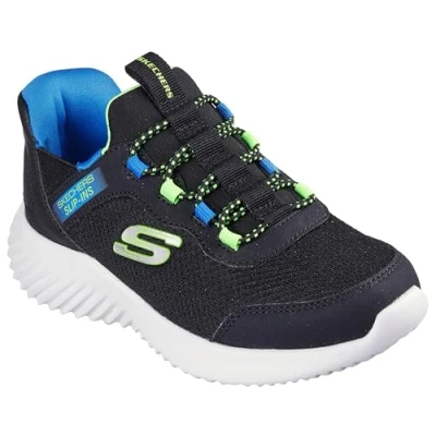 Image of Skechers Boys Bounder Brisk Burst Sneaker, Black Lime, 11 UK Child