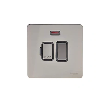 Image of Schneider Electric Ultimate Screwless Flat Plate Switched Fused Connection Unit, with Neon Indicator, GU5411BBN, Black Nickel Insert