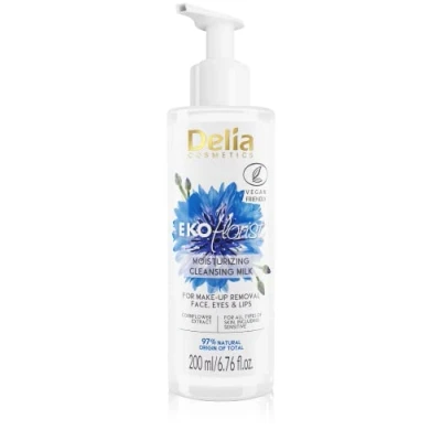 Image of Delia Cosmetics EKOflorist Make Up Remover Cleansing Milk Vegan Natural Cosmetic Hemp Oil, Cornflower Extract Each Skin Type Removes Impurities, Soothes Irritation, Moisturizes 200ml