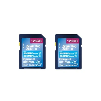 Image of Integral 128GB 2 Pack UHS II SD Card V90 Up to 300MBs Read and 280MBs Write Speed 1866X SDHC Professional High Memory