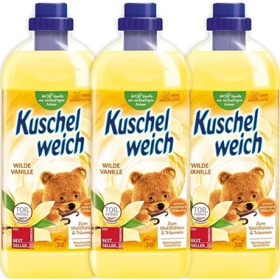 Image of Kuschelweich Fabric Softener Wild Vanilla With from Sustainable Cultivation 3x1L (101.44 oz) 114 Wash Loads Made in Germany
