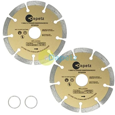 Image of Dapetz ® 2 x Stone Cutting Disc 115mm 4.5&quot; Diamond Blade for Angle Grinder Brick Concrete Asphalt Marble Granite