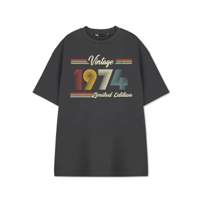 Image of Mens Vintage 1974 Graphic Tee in Grey Retro Style Novelty Short Sleeved T Shirt Gift Classic 70s Apparel