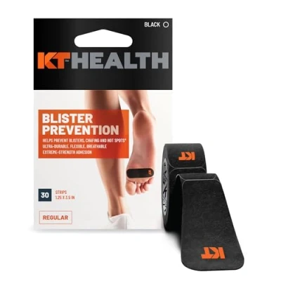 Image of KT Tape Unisex&#039;s KTPERFORMANCE BPREVENT 30 Performance+ Blister Prevention Tape, Jet Black, S