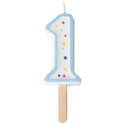 Image of PME Blue Number 1 Candle, Small Size,4.3 cm