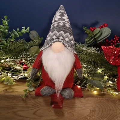 Image of 30cm Plush Gnome Gonk Christmas Stocking Holder Decoration with Red Body