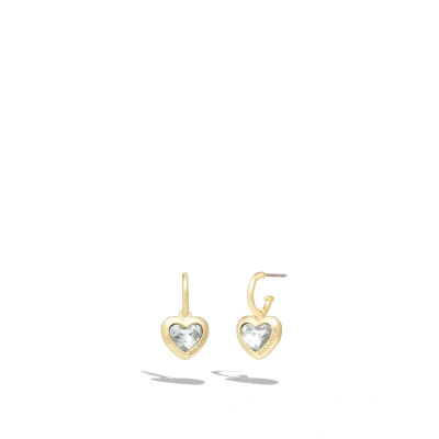 Image of Coach Heart Huggies Earrings, Women&#039;s, Size: ONE, Open white