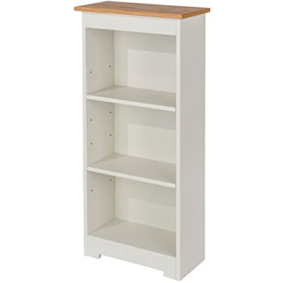 Image of Core Products, Colorado Low Narrow Bookcase, White with Oak Vaneer Top