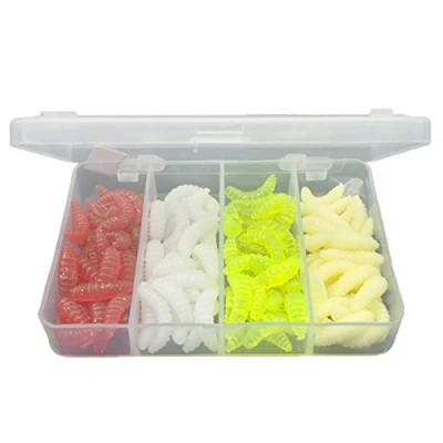 Image of dragonaur 100Pcs 4 Colors Maggot Grub Outdoor Fishing Lure Worm Silicone Soft Bait Tool