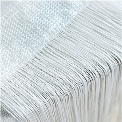 Image of Door String Curtain, Wall Panel Fringe Window Room Divider Blind, Home Patio Bedroom Decorative Tassel Screen Ribbon Strings Strip Silver Thread for Wedding Coffee Party Events (White)