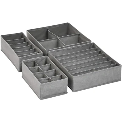 Image of Amazon Basics Dresser Organizers For Undergarments, Set of 4, Grey
