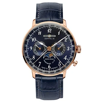 Image of Zeppelin Unisex Chronograph Quartz Watch with Leather Strap 7038 3