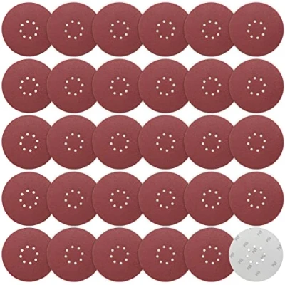 Image of STEBRUAM 225 mm Sanding Discs 60 Grit, 30 Pieces Orbital Sander 9 inch large Hook and Loop 8 Holes Round Sandpaper Sheet for Grinding Giraffe, Drywall Pads