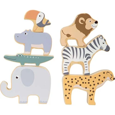 Image of Small Foot 11704 stacking Animals Safari, wooden and balance game, for ages 2+ years