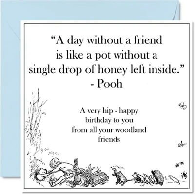 Image of Winnie The Pooh Birthday Cards for Men &amp; Women Honey Pot Friends Sweet Happy Card Mum Dad Sister Brother Daughter Uncle Auntie Nan Grandad 145mm x Bday Greeting
