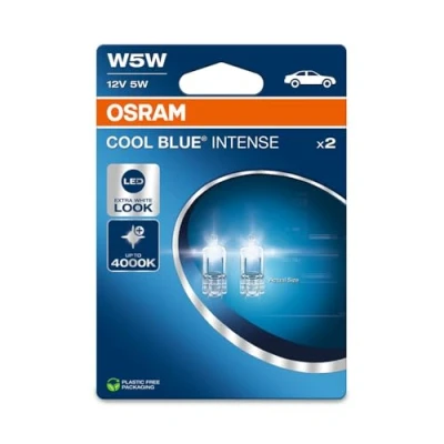 Image of OSRAM COOL BLUE® INTENSE W5W, up to 4,000K, halogen signal lamp, double blister (2 lamps)