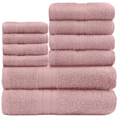 Image of GC GAVENO CAVAILIA 10 Piece Towel Bale Set Quick Drying Cotton Highly Absorbent 450 GSM Blush Pink Towels Bathroom 4x Face Hand 2x Bath