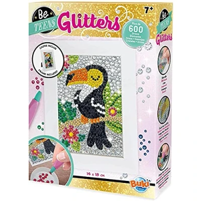 Image of Buki France DP004 Be Teens Glitters Toucan. Glittery Diamante Arts &amp; Crafts Kit. DIY Decorative Mosaic with Wooden Photo Frame. Creative Gift Suitable for Boys Girls 7+