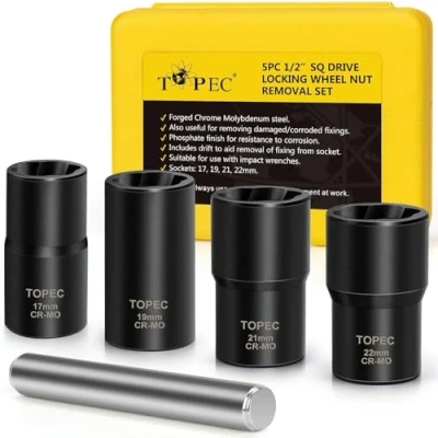 Image of Twist Socket Set Lug Nut Remover Extractor Tool 5 Piece Metric Bolt and Tools