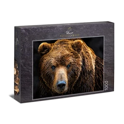 Image of Ulmer Puzzleschmiede Animal Portrait Puzzle &quot;Grizzly&quot; Classic 1000 Piece Bear Motif with in Close Up, A Modern Photographed of the Mighty Brown