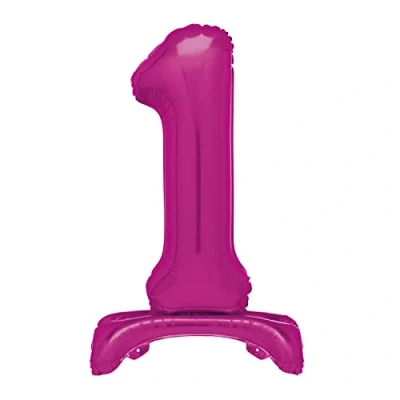 Image of Unique 12871 Giant Standing Foil Number 1 Balloon 76 cm Hot Pink