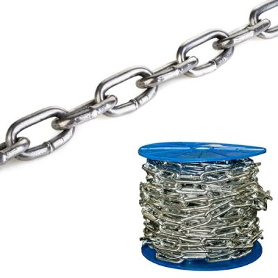 Image of 2 Metres (6mm) Galvanised Steel Chain Heavy Duty Durable Security Links Metre Cut Length 225kg Rated Load D2