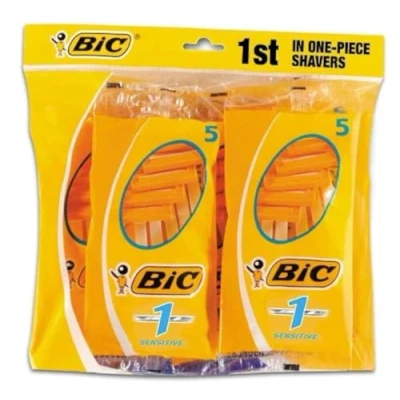 Image of BiC 1 Sensitive Mens Single Blade Disposable Shaver 8 Packs of 5