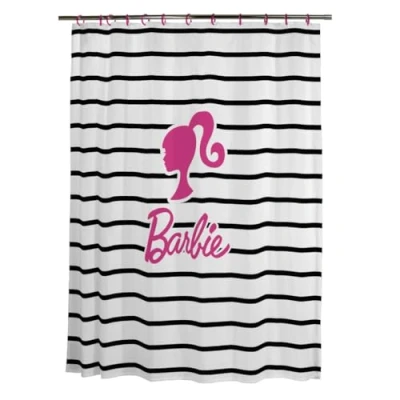 Image of Franco Barbie Glam 13 Piece Shower Curtain and Ring Set, (100% Officially Licensed Product)