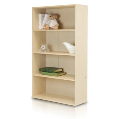 Image of Furinno 4 Tier Bookcases, Display Shelves, Wood, Steam Beech