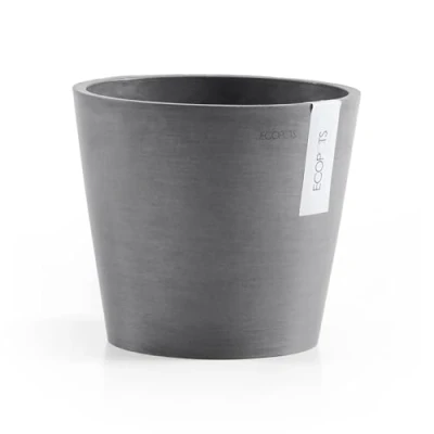 Image of Ashortwalk ECOPOTS Amsterdam Mini Plant Pot made from recycled plastic (D10.5 x H9.2cm, Grey)