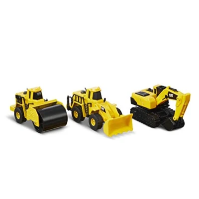 Image of CatToysOfficial Construction Die Cast Metal 3 pack vehicles Steam Roller/Excavator/Wheel Loader Toys &amp; Gifts For Ages 3+