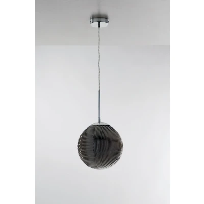 Image of Greenwich Round Glass Ceiling Pendant, Grey, E27