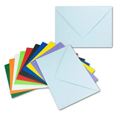 Image of Coloured envelopes mixed/assorted formats/colour mix various designs/brand Gustav Neuser DIN C5 Colourful