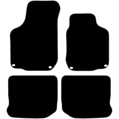 Image of Carsio Carpet Car Mats For Volkswagen Golf MK4 1997 2004 4 Piece Set with Oval Clips Tailored Fit Floor Mat Complete Accessory Black Custom Fitted All Weather, Anti Slip Backing &amp; Grey Trim