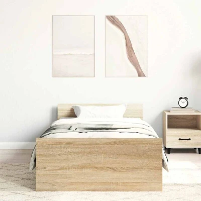 Image of vidaXL Bed Frame without Mattress Sonoma Oak 90x190 cm Single Engineered Wood