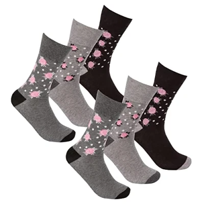 Image of Metzuyan Ladies Diabetic Socks Non Elastic Loose Top Cotton Rich Grey UK 4 8