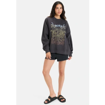 Image of Roxy Lineup CREW Sweatshirt, Women&#039;s, Size: XS, Tarmac