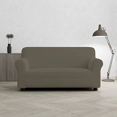 Image of Italian Bed Linen Elastic Sofa Cover “Piu Bello, 97% Polyester + 3% Elastometer, Dove Gray, 2 Places