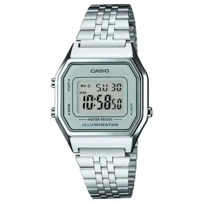 Image of Casio Unisex 28.00mm Quartz Watch with LCD Digital dial and Silver Metal Bracelet Strap LA680WEA 7EF