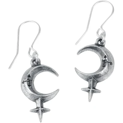 Image of Lilith Crescent Moon Pewter Drop Earrings