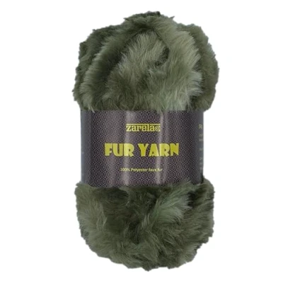Image of Zarela Faux Fur Yarn Wool 50g (201 Green Mix)