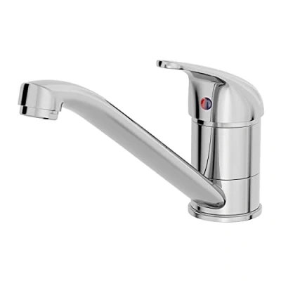 Image of Modern Monbloc Kitchen Sink Basin Mixer Tap Single Lever Swivel Spout Chrome