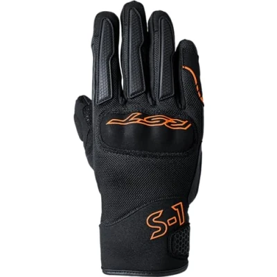 Image of RST S1 Mesh CE Mens Vented Summer Motorcycle Gloves (Black, Orange, M)