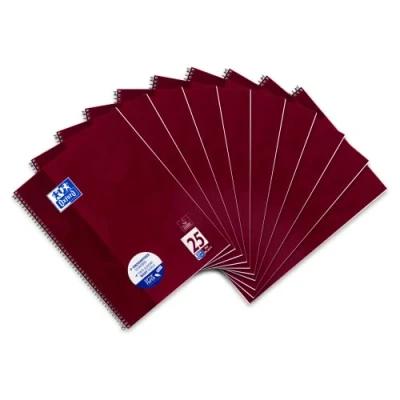 Image of Oxford College Notepad School A4 Squared with Double Margin, 80 Sheets Ruling 25 Lined Margin Pack of 10 Purple
