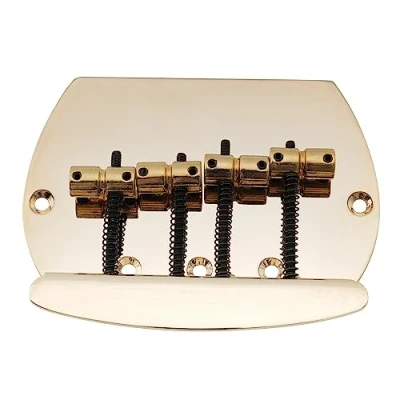 Image of Musiclily Pro 57mm 4 String Bass Bridge for Music Man Style Bass, Gold