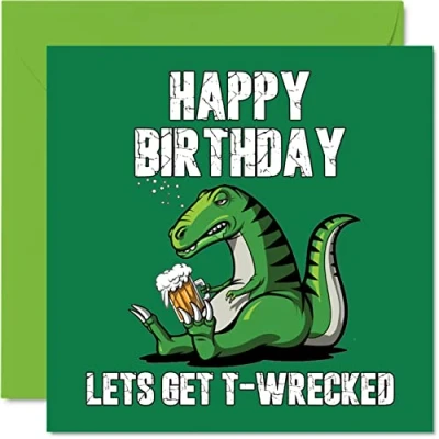 Image of Funny Birthday Cards for Men Women T Wrecked Rude Card Mum Dad Brother Sister Son Daughter Nan Grandad, 145mm x Greeting Cards, Joke Humour 30th 40th 50th Bday