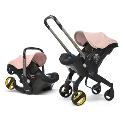 Image of Doona+ Baby Car Seat &amp; Travel Stroller Blush Pink Convertible 0+ and Pram with 5 Point Safety Harness Ergonomic Pushchair System ISOFIX Base Sold Separately
